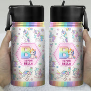 Gift For Kids,Gift For Grandkids - Kid Boy Kid Girl Lovely Monogram - Personalized Kids Water Bottle
