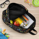 Gift For Kids,Gift For Grandkids,Back To School,Happy - Kid Monster Truck Toy Container Monogram Initial - Personalized Canvas Backpack