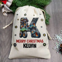 Gift For Kids, Gift For Grandkids, Happy, Christmas - Kid Monster Truck Toy Container Monogram Initial - Personalized Favor Bag