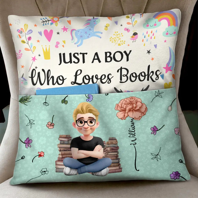 Gift For Kids, Gift For Grandkids, Happy - Kid Reading Pillow Birth Month Flower - Personalized Pocket Pillow