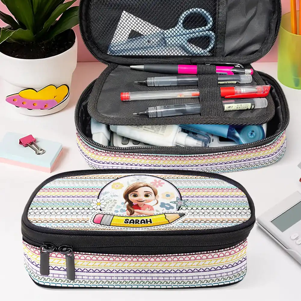 Gift For Kids,Gift For Grandkids,Back To School,Happy - Kid Ready To Crush Hidden Message - Personalized Pencil Case