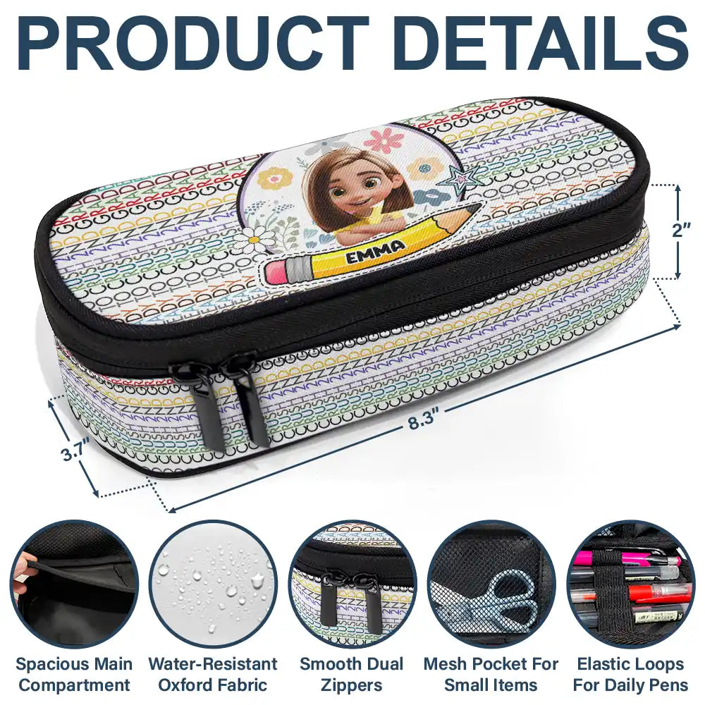 Gift For Kids,Gift For Grandkids,Back To School,Happy - Kid Ready To Crush Hidden Message - Personalized Pencil Case