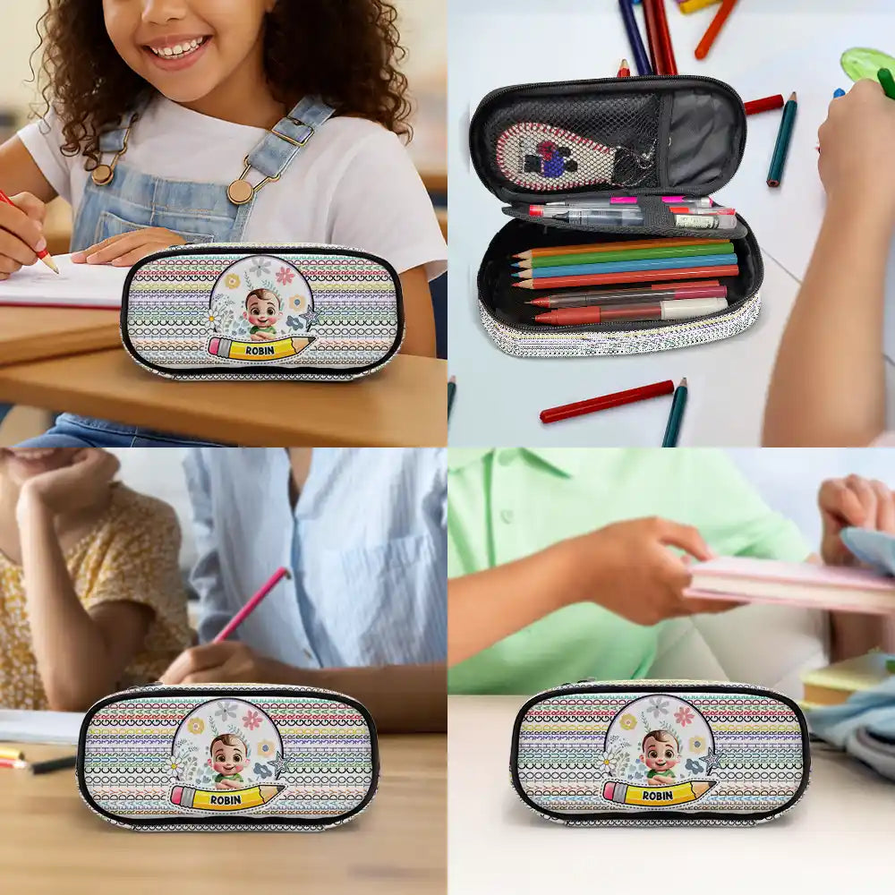 Gift For Kids,Gift For Grandkids,Back To School,Happy - Kid Ready To Crush Hidden Message - Personalized Pencil Case