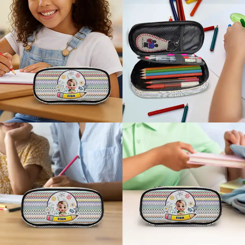Gift For Kids,Gift For Grandkids,Back To School,Happy - Kid Ready To Crush Hidden Message - Personalized Pencil Case
