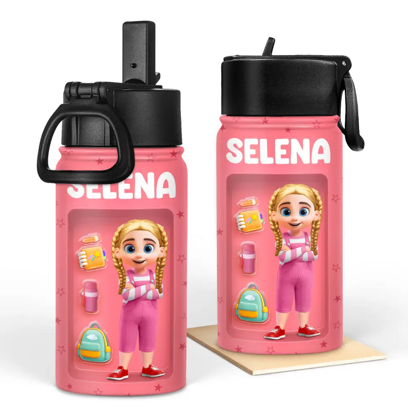 Gift For Kids,Funny - Kid's Name Back To School - Personalized Kids Water Bottle
