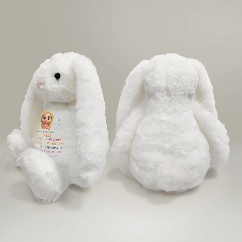 Adorable,Back To School,Gift For Kids,Vector - Kids Affirmation I Am Kind Brave & Smart - Personalized Soft Toy Bunny