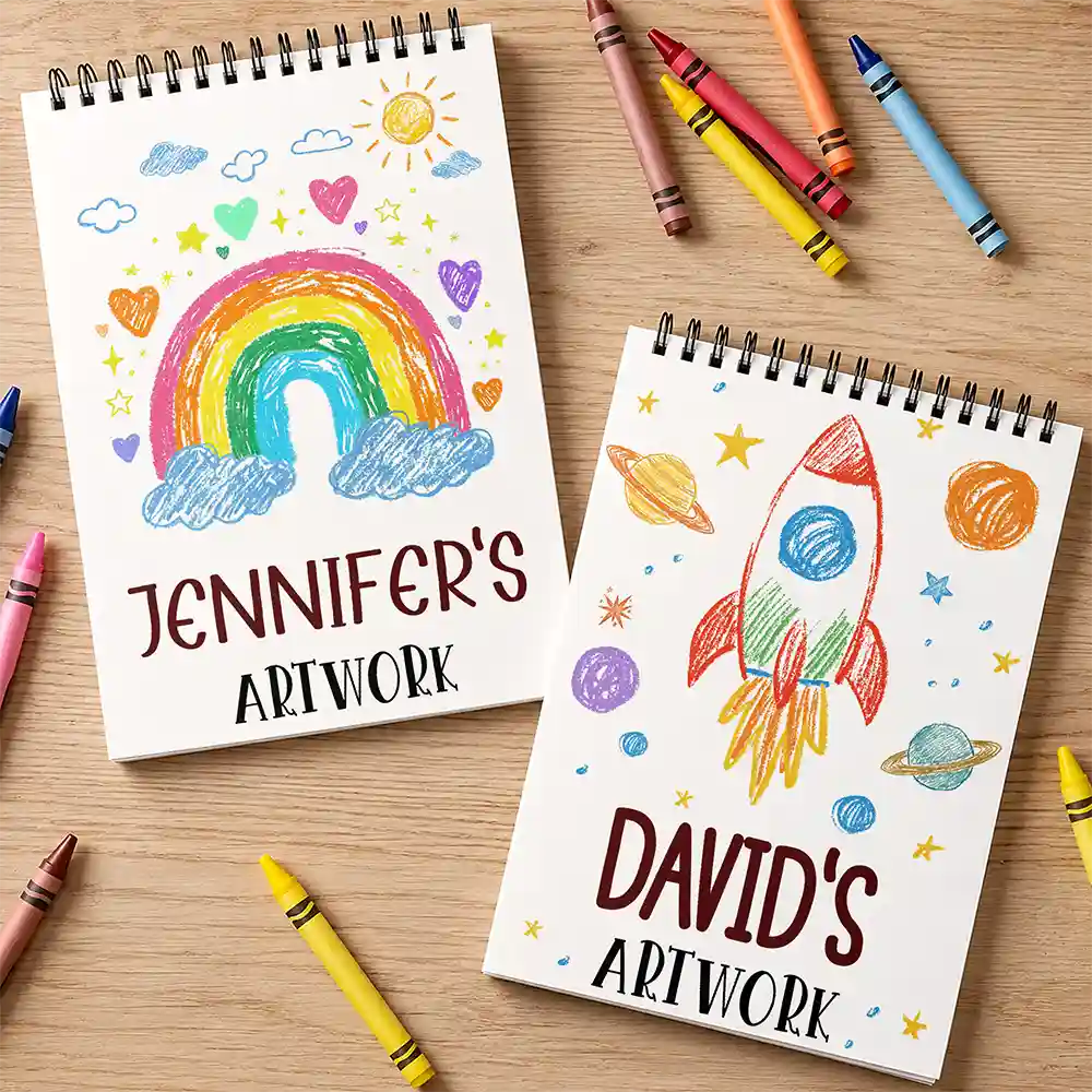 Confident, Gift For Children, Back To School, Gift For Daughter, Icon - Kids Artwork Mermaid Robot Boys Girls - Personalized Sketchbook