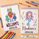 Confident, Gift For Children, Back To School, Gift For Daughter, Icon - Kids Artwork Mermaid Robot Boys Girls - Personalized Sketchbook