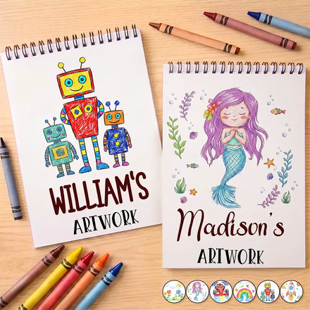 Kids Artwork Mermaid Robot Boys Girls - Personalized Sketchbook
