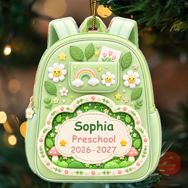 Adorable,Christmas,Gift For Kids,Custom Text - Kids Backpack First Day Of School - Personalized Custom Shaped Acrylic Ornament