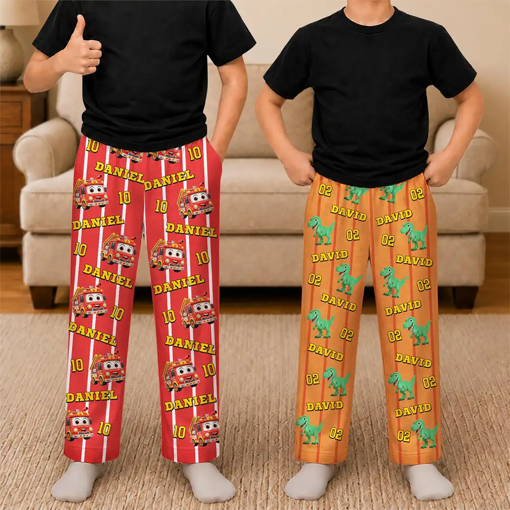 Kids Car Vehicle Name & Number - Personalized Kid Pajama Pants