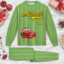 Baseball,Playful,Gift For Kids,Icon - Kids Car Vehicle Name & Number - Personalized Kid Pajamas Set