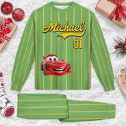 Baseball,Playful,Gift For Kids,Icon - Kids Car Vehicle Name & Number - Personalized Kid Pajamas Set