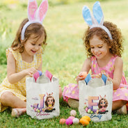 Grandpa - Grandkids,Gift For Kids,Grandma - Grandkids,Gift For Grandkids,Dad - Children,Mom - Children,Parents,Easter - Kids Sitting With Easter Alphabet Letters - Personalized Bunny Ears Bucket Bag