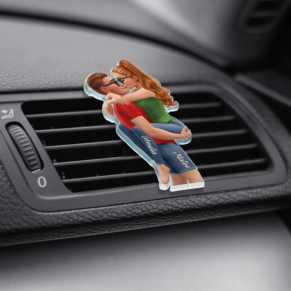 Gift For Couples,Gift For Wife,Gift For Husband,Gift For Boyfriend,Gift For Girlfriend,Love - Kissing Couple 3D Effect - Personalized Acrylic Car Vent Clip