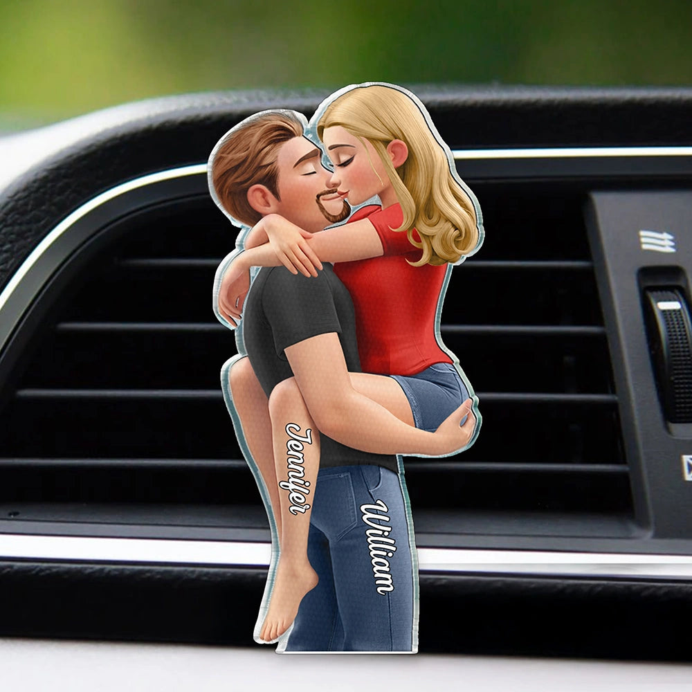Kissing Couple 3D Effect - Personalized Acrylic Car Vent Clip