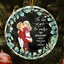 Wedding, Gift For Couples - Kissing Couple Newly Engaged The Best Is Yet To Come - Personalized Glass Ornament