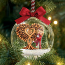 Anniversary,Christmas,Romantic,Gift For Couples,Vector - Kissing Couple Under Heart Tree - Personalized 3D Acrylic Ball Ornament
