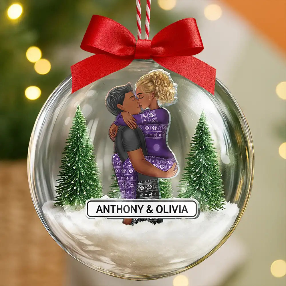 Gift For Couples,Christmas,Love - Kissing Couples - Personalized 3D Acrylic Ball Ornament