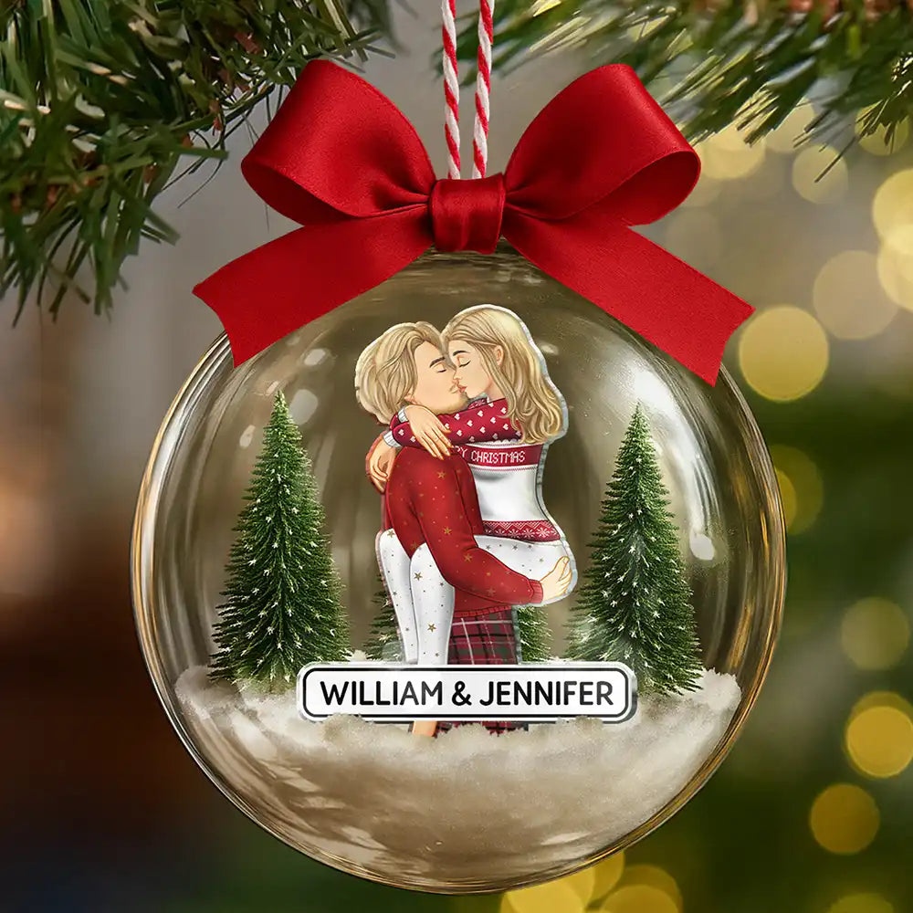 Gift For Couples,Christmas,Love - Kissing Couples - Personalized 3D Acrylic Ball Ornament