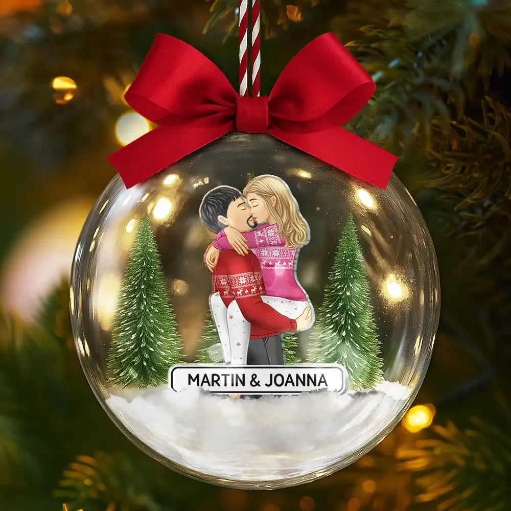 Gift For Couples,Christmas,Love - Kissing Couples - Personalized 3D Acrylic Ball Ornament