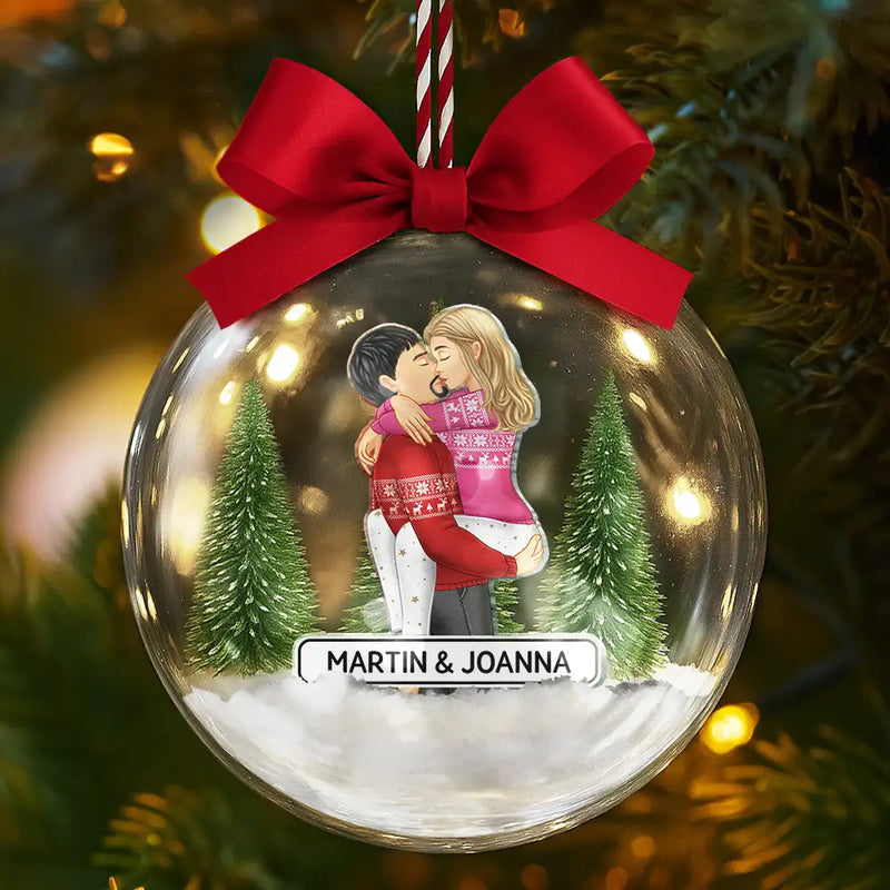 Gift For Couples,Christmas,Love - Kissing Couples - Personalized 3D Acrylic Ball Ornament