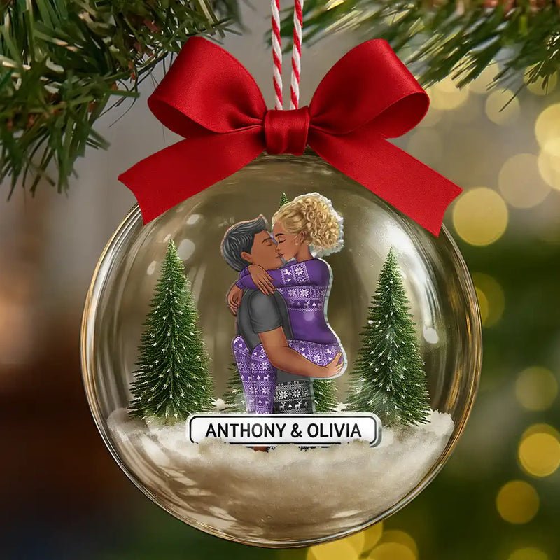Gift For Couples,Christmas,Love - Kissing Couples - Personalized 3D Acrylic Ball Ornament