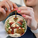 Old Couples,Gift For Husband,Gift For Wife,Gift For Boyfriend,Gift For Girlfriend,Christmas,Love - Kissing Snowman Couple Christmas - Personalized Circle Glass Ornament