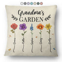 Gift For Grandma, Gift For Aunt, Gift For Mother, Happy, Gift For Wife, Gift For Women, Gift For Yourself - Knitted Effect Birth Flower Grandma's Garden - Personalized Pillow