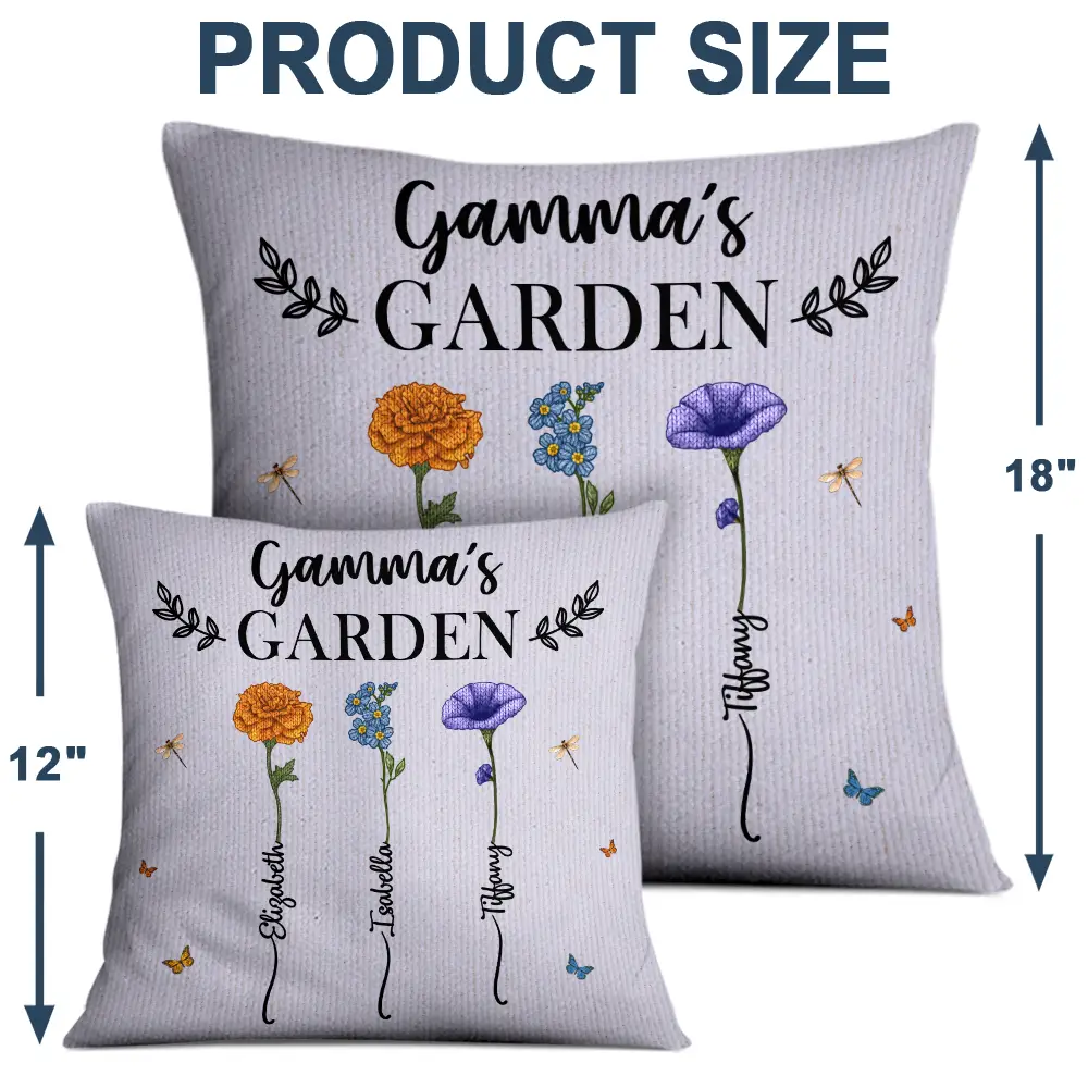 Gift For Grandma, Gift For Aunt, Gift For Mother, Happy, Gift For Wife, Gift For Women, Gift For Yourself - Knitted Effect Birth Flower Grandma's Garden - Personalized Pillow