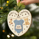 Christmas,Happy,New baby - Knitted Onesie Baby's First Christmas - Personalized Custom Shaped Wooden Ornament