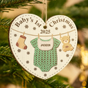 Christmas,Happy,New baby - Knitted Onesie Baby's First Christmas - Personalized Custom Shaped Wooden Ornament