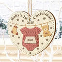 Christmas,Happy,New baby - Knitted Onesie Baby's First Christmas - Personalized Custom Shaped Wooden Ornament