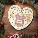 Christmas,Happy,New baby - Knitted Onesie Baby's First Christmas - Personalized Custom Shaped Wooden Ornament