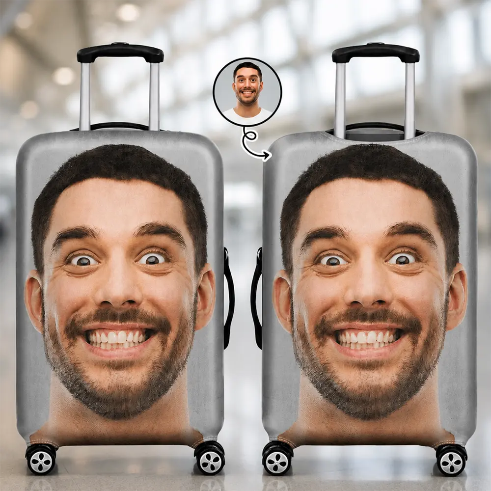Continue Shopping,Custom Photo,Travel,Family,Gift For Bestie,Gift For Couples,Gift For Husband,Gift For Wife,Gift For Boyfriend,Gift For Girlfriend,Pet Lovers,Dog Lovers,Cat Lovers,Funny - Custom Photo Friends Family Couple Travel Lover - Personalized Luggage Cover