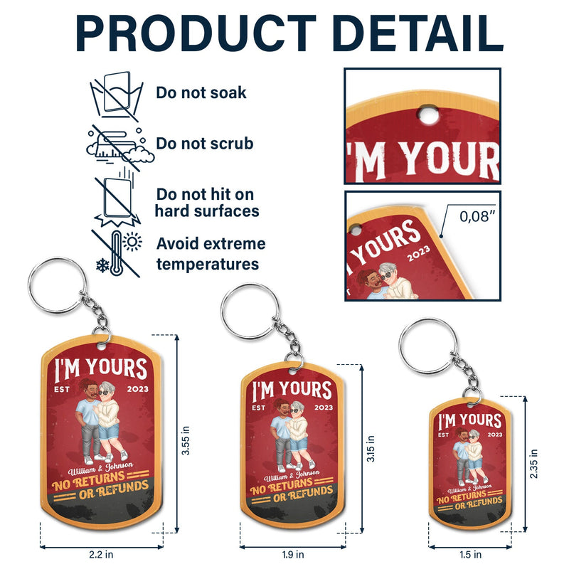 No Returns Or Refunds - Anniversary Gift For Spouse, Lover, Couple, Husband, Wife, Girlfriend, Boyfriend - Personalized Aluminum Keychain
