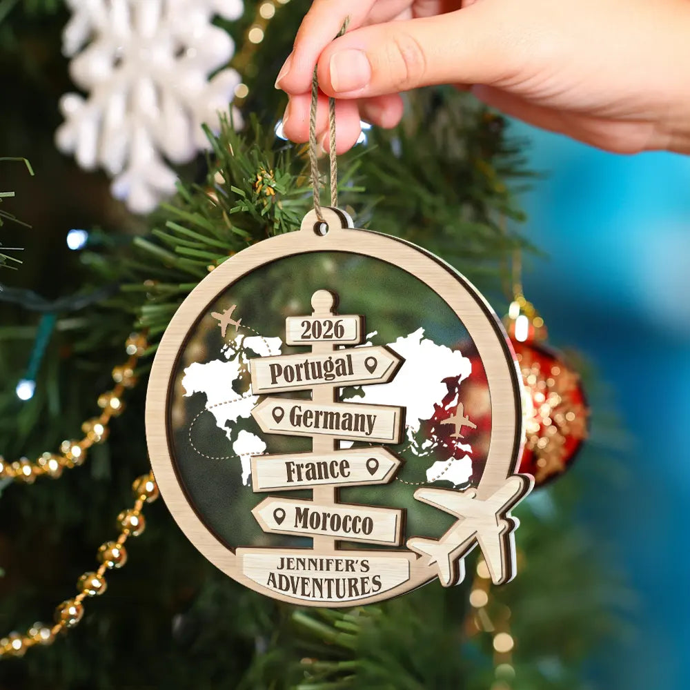 Travel Couple Goal, Destination Of All Year - Personalized 2-Layered Mix Ornament