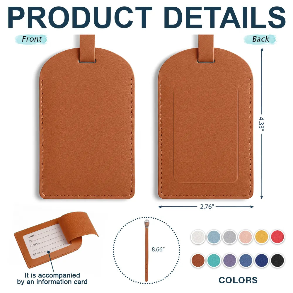 Travel,Gift For Couples,Gift For Husband,Gift For Wife,Happy - Travel Couple And So The Adventure Begins - Personalized Combo 2 Leather Luggage Tags