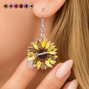 Gift For Mother,Gift For Grandma,Happy - Nana, Mom, Auntie Family Sunflower - Birthday, Loving Gift For Mother, Grandma, Grandmother - Personalized Acrylic Earrings