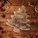 Love,Family - Christmas Tree With Family Names And Led Lights - Personalized Holographic Acrylic Ornament
