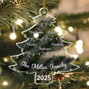 Love,Family - Christmas Tree With Family Names And Led Lights - Personalized Holographic Acrylic Ornament