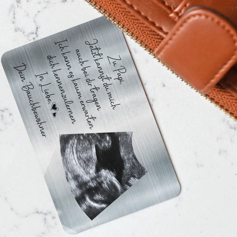 New Dad,New baby,Happy,Love,Gift For Father,Family,Non-Eng,German,Custom Photo - Eigenes Foto Zu Papa Jetzt Kannst Du Mich Auch Bei Dir Tragen - Personalisierte Aluminium-Brieftaschenkarte