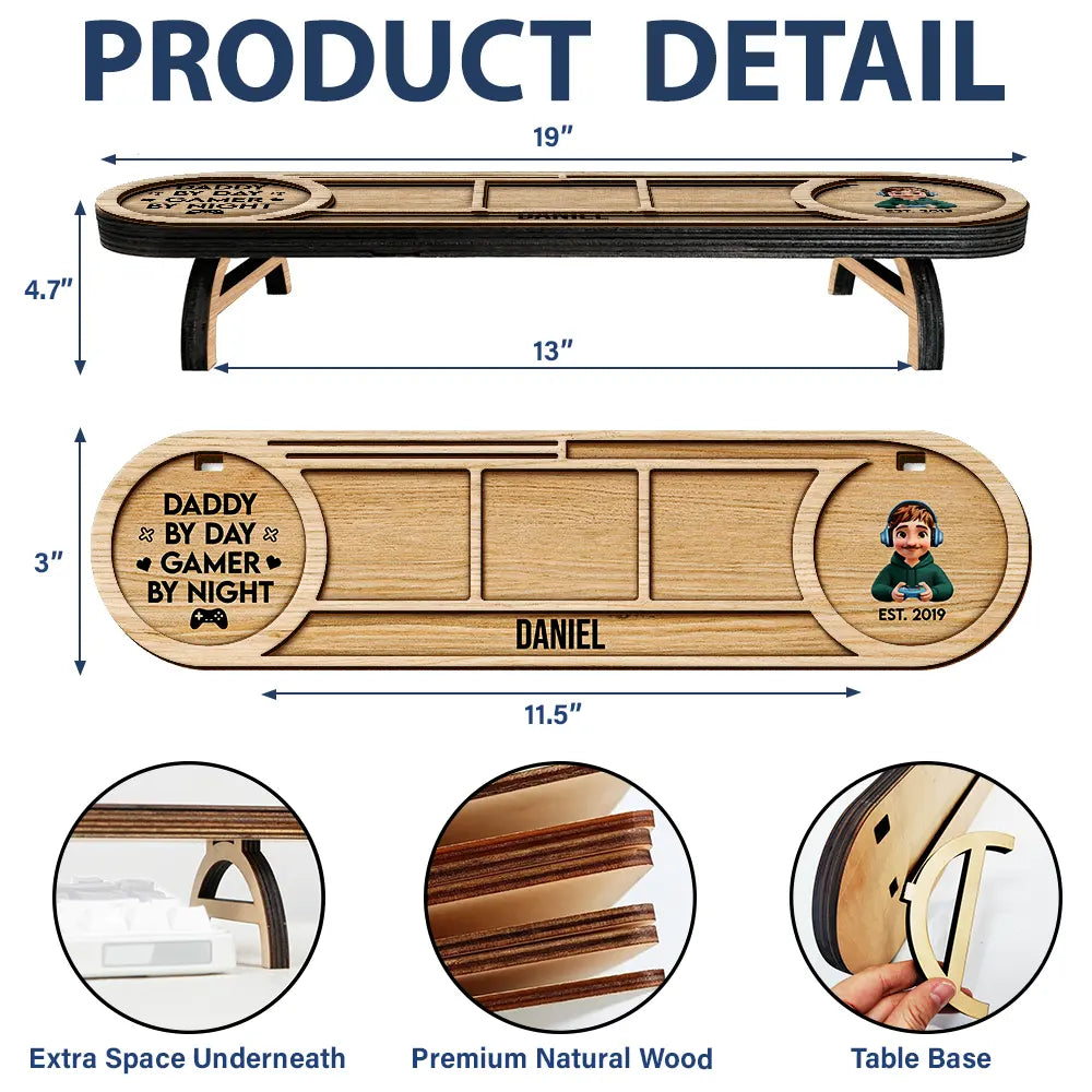 Gift For Men,Gift For Father,Gift For Mother,Gift For Women,Gift For Husband,Gaming,Dad's Hobby,Mom's Hobby,Gift For Couples,Non-Eng,Vector,Humorous - Dad By Day Gamer By Night - Personalized Desk Organizer