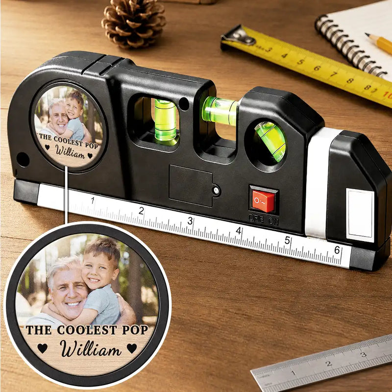 Gift For Men,Gift For Father,Gift For Boyfriend,Gift For Couples,Gift For Husband,Gift For Grandpa,Custom Photo,Non-Eng,Photo,Adorable - Custom Photo Best Daddy Grandpa Ever With Kids' Names - Personalized Laser Level Tool