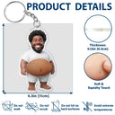 Custom Photo,Art Design,Family,Humorous,Photo - Belly Pose Cartoon Figure - Custom Photo Cartoon Funny Belly Character Family Member And Pet - Personalized Squishy Acrylic Keychain