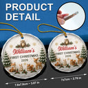 Top Market,Adorable,Gift For Baby,Christmas,Custom Text - Baby First Christmas Animals 3D Effect - Personalized Glass Ornament