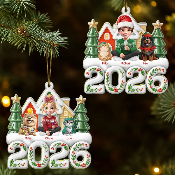 Christmas,Happy,Pet Lovers,Top Market,Vector - Christmas Gift For Pet Lovers - Personalized Character And Dogs Cats Acrylic Ornament