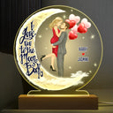 I Love You To The Moon And Back - Anniversary, Birthday Gift For Spouse, Lover, Husband, Wife, Boyfriend, Girlfriend, Married Couple - Personalized Custom 3D Led Light Wooden Base