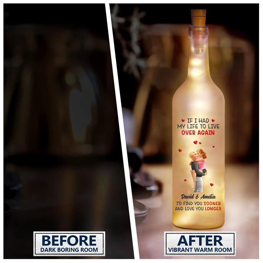 Gift For Couples,Gift For Husband,Gift For Wife,Gift For Girlfriend,Love - Calendar I Met You Liked You Love You Forever - Personalised Bottle Light