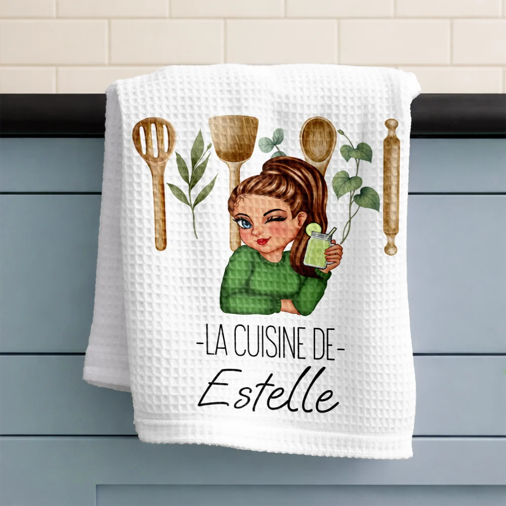 Gift For Wife,Gift For Girlfriend,Gift For Yourself,Gift For Women,Gift For Mother,Mom's Hobby,Gift For Grandma,Grandma's Hobby,Cooking,French,Non-Eng,Vector,Cozy - La Cuisine De Maman Mamie - Torchon De Cuisine Personnalisé